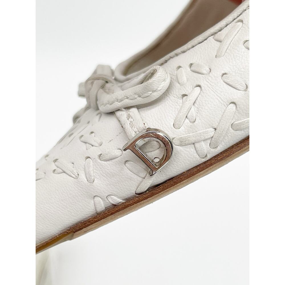 Dior Vintage White Whipstitched Bow CD Charm Pointed Toe Kitten Heels EU 36.5 - Picture 9 of 16